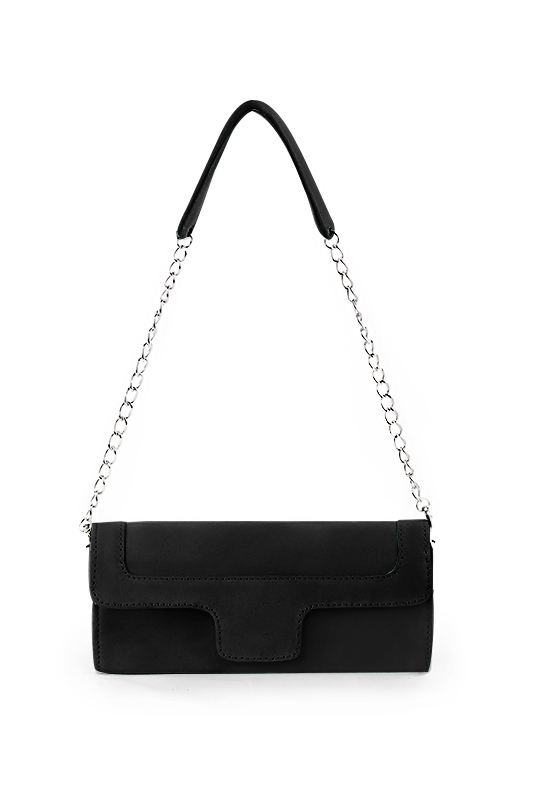 Dress clutch for wedding and parties in matt black leather - Top view